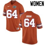 Women's Florida Gators #64 Tyler Jordan NCAA Nike Orange Authentic Stitched College Football Jersey STV3562XY